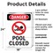 Signmission Pool Closed, 18 in W x Rectangle, Plastic OS-2PACK-DS-P-1824-V-1713 - alternate 2